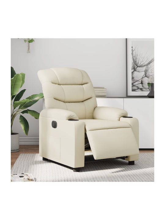 Fotoliu Relax cu Puf din Piele Ecologică Cremă ...