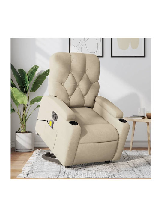 Fotoliu Relax Masaj cu Puf Cremă 74x86.5x93.5cm