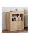 Living Room Display Cabinet made of Particle Board with Lighting Sonoma Oak 60.5x37x67cm