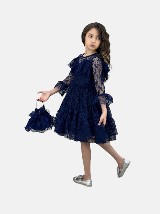 Παιδικό Φόρεμα Μακρυμάνικο Σκούρο μπλε