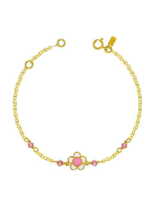 Kiriakos Gofas Kids Bracelet Chain from Gold 14K with Flower