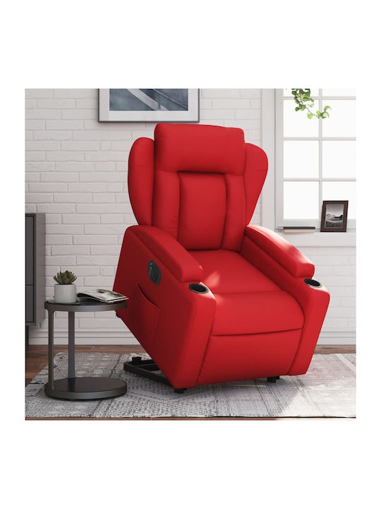 Relaxsessel mit Fußhocker aus Kunstleder Rot 77x94.5x100cm
