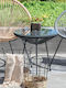 Morena Auxiliary Outdoor Free Standing Table with Glass Surface and Metal Frame Black 50x50x45cm