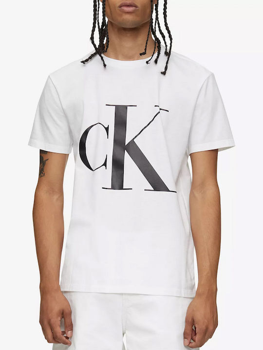 Calvin Klein Bluza Bărbătească cu Mânecă Scurtă Albă