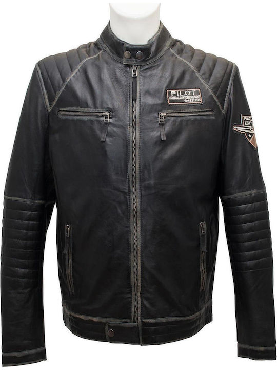 Δερμάτινο Μπουφάν Μαύρο (BLACK)
