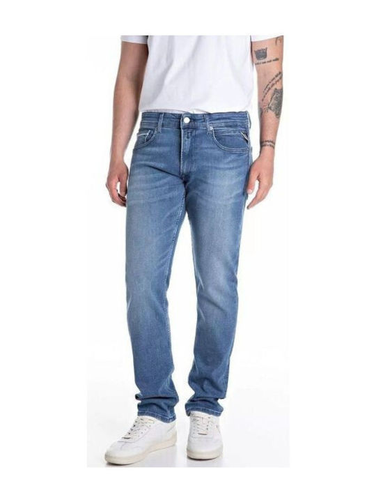 Anbass Men's Elastic Jeans Pants with Skinny Fit Blue