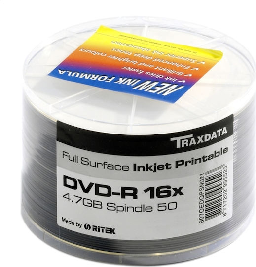 Traxdata Inscripționabile DVD-R 16x 4.7GB Cutie pentru prăjituri 50buc