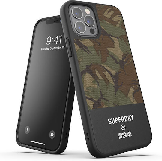 Superdry Molded Canvas Задна корица Текстил Черен (iPhone 12 / 12 Pro)