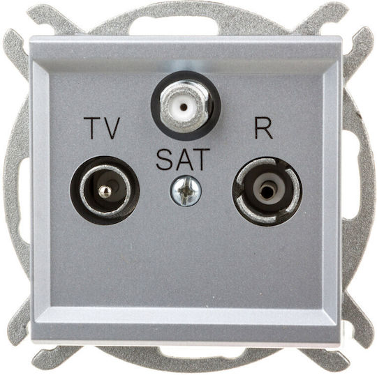 Ospel Satellite and Radio Antenna Socket Terminal in Gray color GPA-RS/M/38