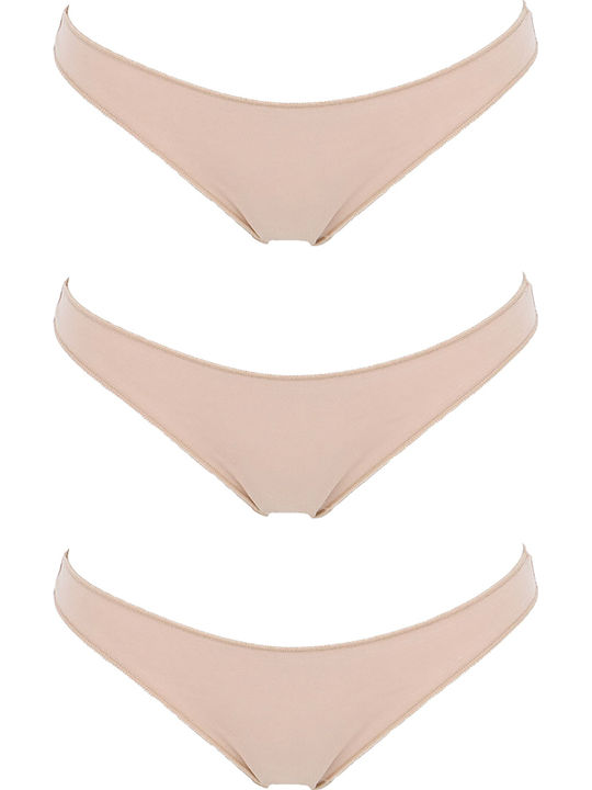Βαμβακερά Γυναικεία String 3Pack Μπεζ