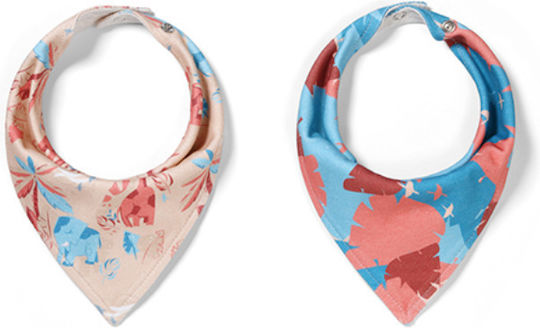 Babyono Jungle Bandana Baby Bibs Made of 100% Cotton with Button for 0 Months+ 2 Pieces