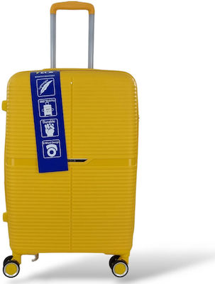 RCM Μεσαία Βαλίτσα Ταξιδιού Σκληρή Κίτρινο με 4 Ρόδες Ύψους 65εκ.