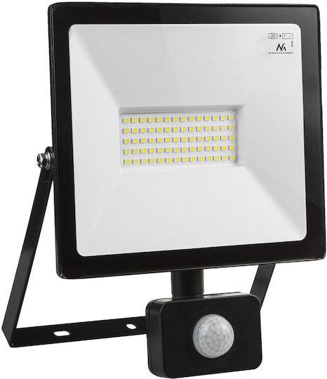 Maclean Energy Waterproof LED Floodlight 50W Natural White 4000K with Motion Sensor IP44