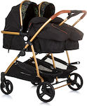 Chipolino Duo Smart Adjustable Double Stroller Suitable for Newborn Obsidian Leaves 12.2kg