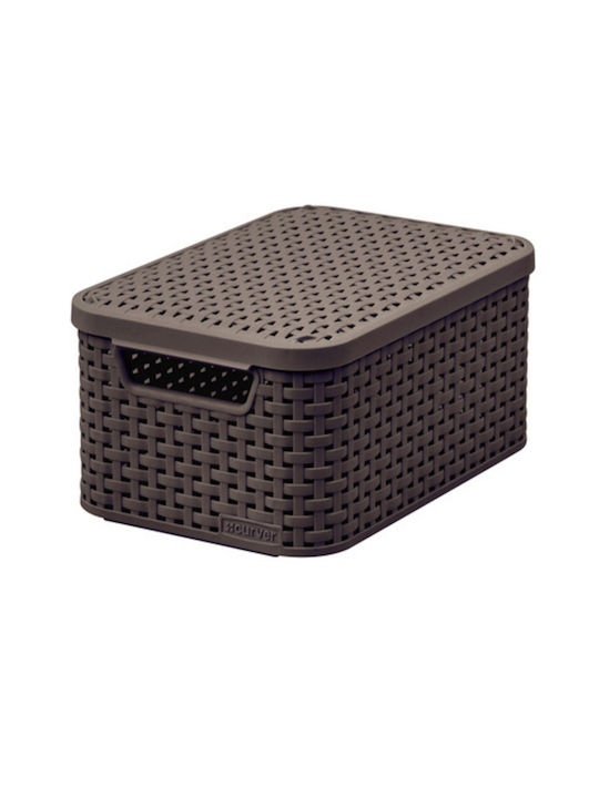 Curver Καλάθι Αποθήκευσης Rattan με Καπάκι Καφέ 6lt