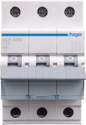 Hager Automatischer Schutzschalter 25A Dreipolig AC MCN325E