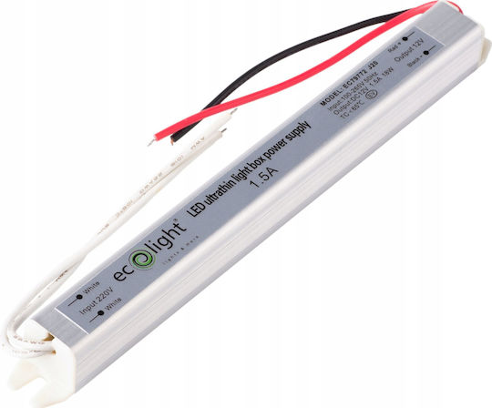 Eco Light Τροφοδοτικό LED IP20 Ισχύος 18W με Τάση Εξόδου 12V
