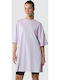Summer Mini Athletic T-Shirt Short Sleeve Dress Lavender