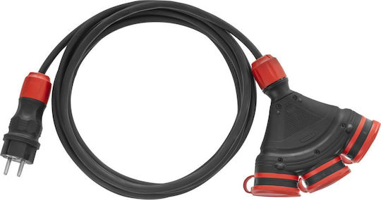 Plastrol Waterproof Extension Cable Cord 3 x 1.5mm²/10m Black