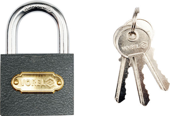 Vorel Steel Padlock Brass with Key 32mm Black 1pcs