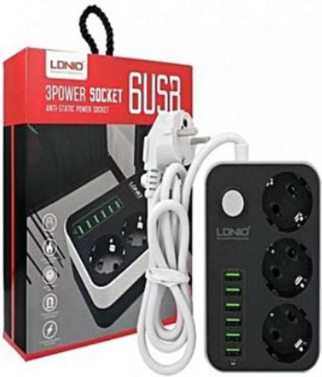 ForHome Захранваща лента 3 Позиции с 6 USB-A