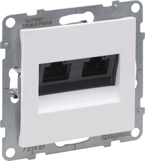 Legrand Suno Διπλός Μηχανισμός Πρίζας Δικτύου RJ45 Τύπου Cat5 σε Λευκό Χρώμα 721151