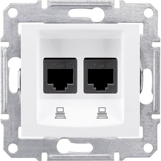 Schneider Electric Sedna Διπλή Εξωτερική Πρίζα Δικτύου RJ45 Τύπου Cat5e σε Λευκό Χρώμα SDN4400121