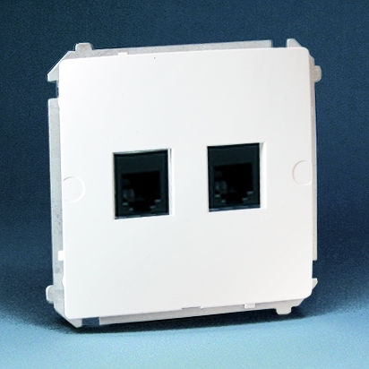Kontakt-Simon Doppelte Netzwerksteckdose RJ45 mit Gehäuse Typ Cat6 in Schwarz Farbe BM62.01/11