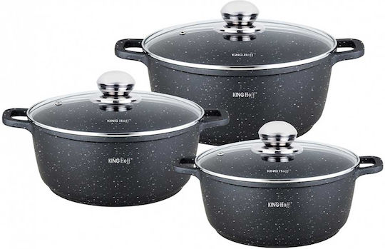 KING Hoff KING Hoff Töpfe Set aus Aluminium Marble mit Innenbeschichtung aus Stein 3-teilig