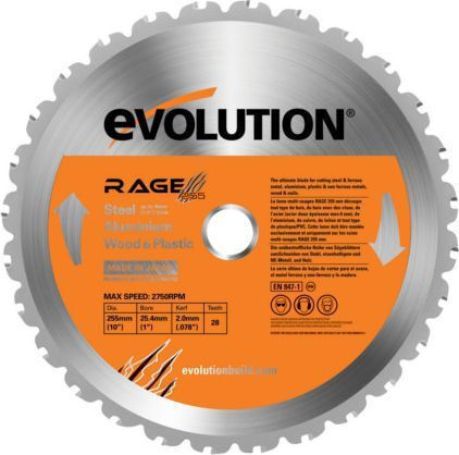 Evolution Tct Schneidscheibe Holz mit 28 Zähnen 255mm