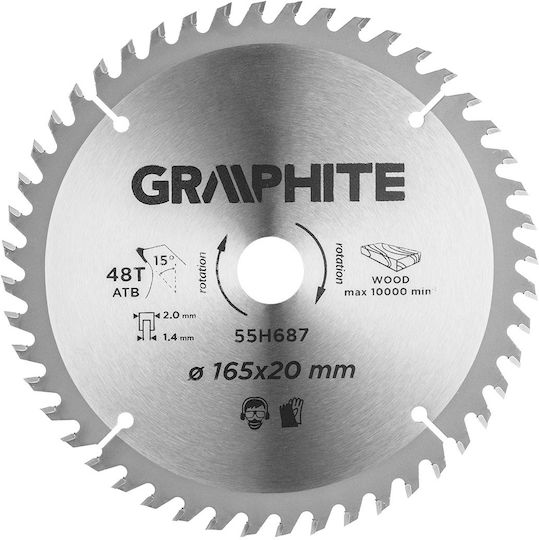Graphite Disc de tăiere Lemn cu 48 Dinti 165mm