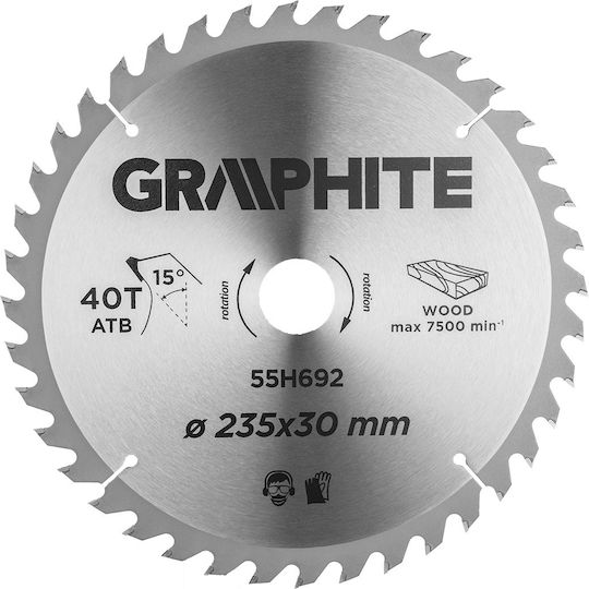 Graphite Schneidscheibe Holz mit 40 Zähnen 235mm