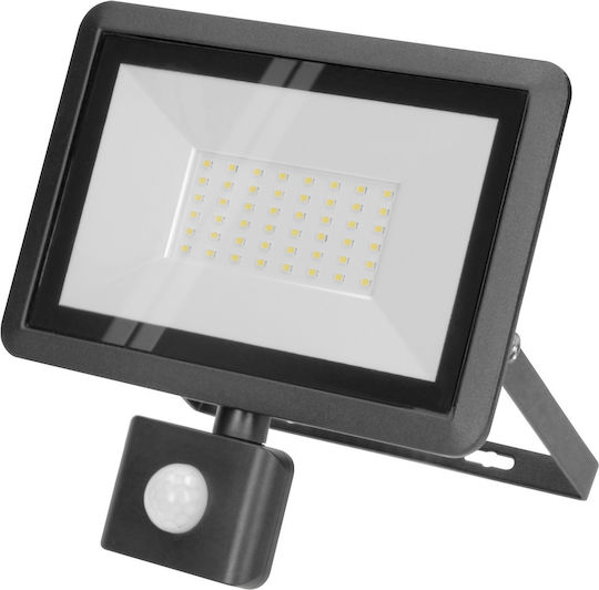 Orno Στεγανός Προβολέας LED 50W Φυσικό Λευκό 4000K με Αισθητήρα Κίνησης IP44