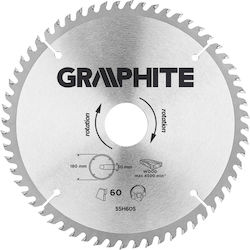 Graphite 55H605 Cutting Disc Wood Hole Diameter 180mm with 60 Teeth 1pcs