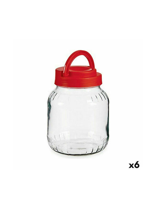 Vivalto Set 1pcs Jars General Use with Lid Glass Red 13.5cm S3625689