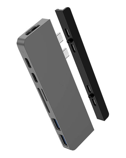 Hyper HyperDrive DUO 7-in-2 Двоен USB-C Докинг станция с HDMI 4K PD Етърнет Сив
