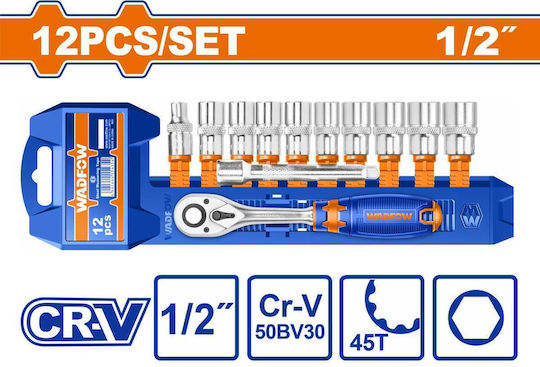 Wadfow Ratschen- & Steckschlüssel-Sets 1\2" 12Stück