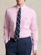 Ralph Lauren Shirt Men's Shirt Long Sleeve Cotton Striped LightPink