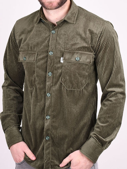 Long-sleeved Corduroy Shirt Khaki