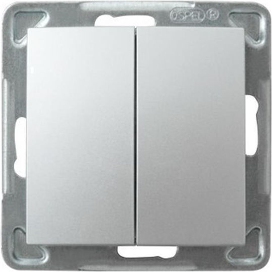 Ospel Comutator De Perete Electric Încastrat Dublu Fără Rama Întoarcere Gri