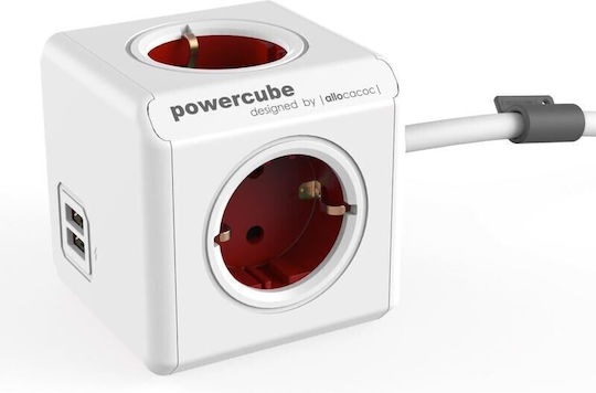 Allocacoc PowerCube 4 Θέσεων με 2 USB-A και Καλώδιο 1.5m