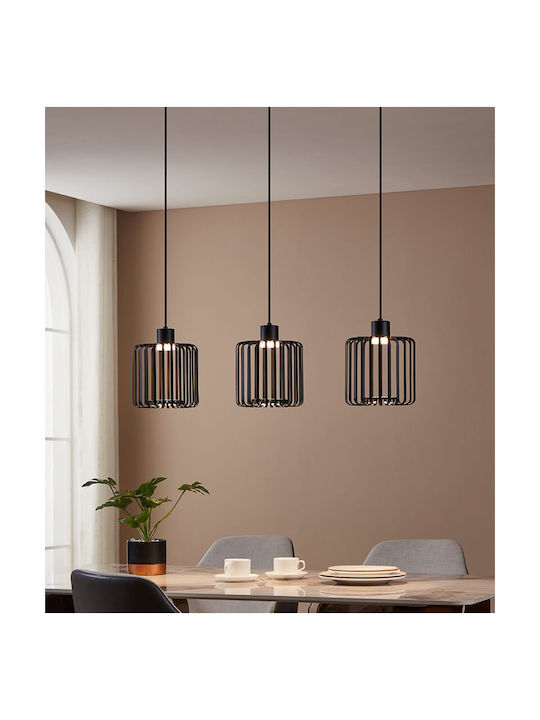 Eglo Pendant Light Black Rail 90x20x110cm