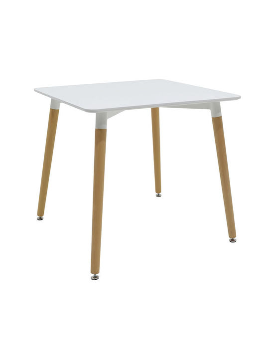 Natali Square Table Dining Room Wooden White 80x80x76cm