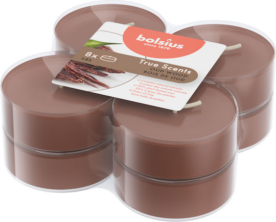Bolsius Lumânări Mici True Scents Cu Miros Lemn De Oud În Culoare Maro Până La 8 Ore Timp De Ardere 8 Bucăți