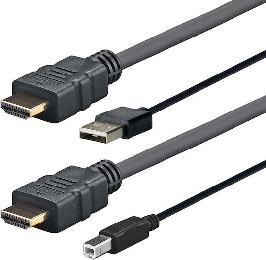 Vivolink Cable HDMI male - HDMI male / USB-A male 4m Μαύρο