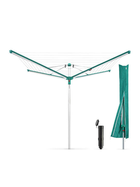 Leifheit Linomatic 500 Deluxe Metallic Folding Floor Clothes Drying Rack with Hanging Length 50m