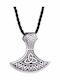 Огърлица Топор Дизайн Трикетра Сребрист Отенък Черен Каишка Necklace Ax Symbol Triqueta Silver Shade Black Rope Molfs