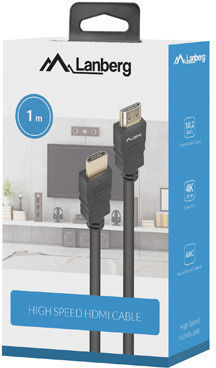 Lanberg HDMI 1.4 Hochgeschwindigkeits 1080p 120Hz Kabel HDMI-Stecker - HDMI-Stecker 1m Schwarz