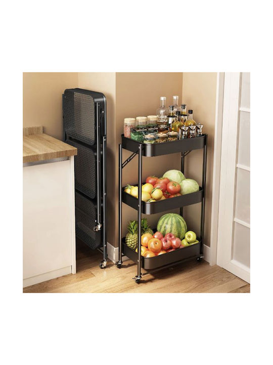 ForHome Метален Кухненски Стелаж С 3 Места Черен 45x29.5x77см