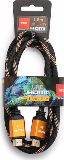Opticum HDMI 2.1 Ultra High Speed 48Gbps 4K 120Hz HDR VRR Cable HDMI male - HDMI male 1.8m Κόκκινο